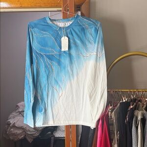 Blue and White Long Sleeve Tee